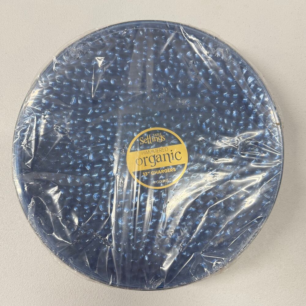Heavy‑Duty Hammered Blue 13" Charger Plates – 16 Pack